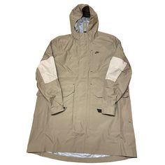 Brand New With Tags, Nike Storm-Fit Adv Repel Shell Parka Jacket Tan Dm5497-247 Men's Size Large. Nike Outdoor Outerwear With Pockets, Nike Outerwear With Pockets For Outdoor Activities, Nike Sport Coat With Pockets For Outdoor Activities, Nike Urban Outerwear With Pockets, Urban Nike Outerwear With Pockets, Nike Waterproof Long Sleeve Outerwear, Nike Long Sleeve Waterproof Outerwear, Nike Brown Outerwear For Winter, Nike Casual Brown Outerwear