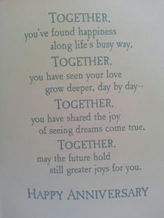 an anniversary card with the words together on it