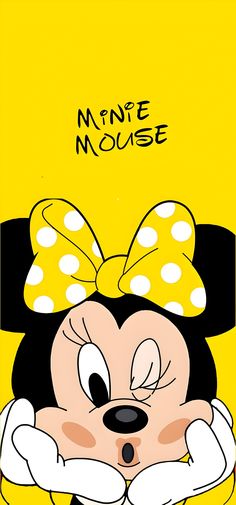 an image of minnie mouse with her hands on her face and the words minnie mouse above it