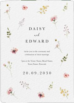 Minimal Floral Wedding Invitations Minimal Floral Wedding, Modern Wedding Invites, Floral Wedding Stationery, Town Names, Welcome Signs, Floral Theme, Save The Dates, Modern Wedding Invitations, Seating Charts