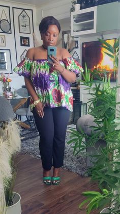 Description: Gorgeous off shoulder African print top. Can be worn with jeans, pant, skirts or top. Very trendy. Enough room for the bust and elastic band for comfort and flexibility. Size : one size  Can fit : size S,  M, L, XL The model is size 14 ( L ) Material : 100% cotton wax. Others:   - Machine washable.   - Hand washable.   - Do not bleach.   - Iron on the wrong side. Delivery : Free UK delivery & International delivery African Tops, African Print Tops, Jeans Pant, Off Shoulder Top, Cropped Tube Top, Top Summer, Off Shoulder Tops, African Clothing, Summer Top