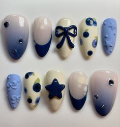 nails • Instagram Cute Nail Inspired, March April Nails, Nails For August, Shein Nails, Blueberry Nails, Berry Nails, Water Color Nails, Airbrush Nails, Ombre Acrylic Nails