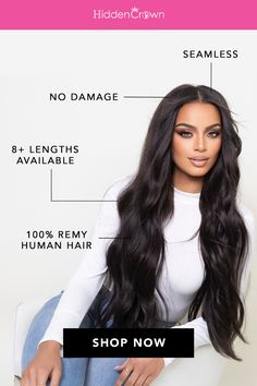 💗 Seamless 💗 No Damage 💗 8+ Length Available 💗 100% Remy Human Hair 16 Inch Hair Extensions, 22 Inch Hair Extensions, Easy Hair Extensions, Hidden Crown Hair Extensions, Crown Hair Extensions, Brown With Blonde Highlights, Remy Hair Extensions, Princess Hairstyles, 100 Remy Human Hair