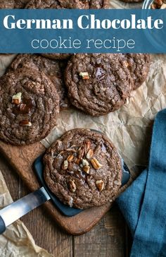 german chocolate cookie recipe on a cutting board