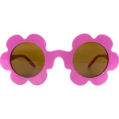 a pink flower shaped sunglasses with brown lenses