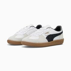 Palermo Women's Leather Sneakers, PUMA White-Vapor Gray-Gum, extralarge White Pumas, Puma Palermo, White Puma, Sneakers Puma, White Sneakers Women, The Terrace, Puma Sneakers, Puma Women, Leather Products