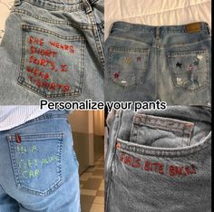 Punk Embroidery Ideas, Diy Clothes Design, Diy Clothes Life Hacks, Painted Clothes, How To Make Clothes, Refashion Clothes, Clothing Hacks, Really Cute Outfits, Sewing Clothes