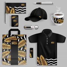 Gift Bag Design Ideas, Event Poster Design Inspiration, Gold Palm Leaves, Cafe Uniform, Corporate Shirts, Sublimacion Ideas, Hotel Concept, Polo Design