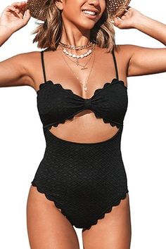 How to Tie a Hair Scarf | The Golden Girl Blog by Jess Keys Scalloped One Piece Swimsuit, Classic Swimsuit, Suit Clothing, Cupshe Swimsuits, Affordable Swimwear, Cut Out One Piece, Scallop Trim, Cutout Design, Costume Intero