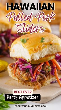 hawaiian pulled pork sliders on a cutting board