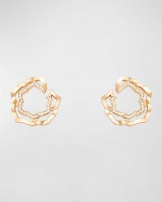 PIAGET earrings.Approx. 20mm.18-karat rose gold.70 brilliant-cut diamonds.Diamond total carat weight: 0.26.For pierced ears.Made in Italy Piaget Earrings, Piaget Jewelry, Rose Earrings, Rose Gold Diamonds, Pierced Ears, Brilliant Cut Diamond, 18k Rose Gold, Free Jewelry, Ear Piercings