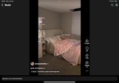 a room with a bed, desk and window in it's center is seen on an instagram