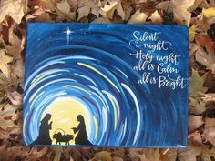 Nativity Painting, Nativity Silhouette, Christmas Canvas Art, Christmas Paintings On Canvas, Christmas Nativity Scene, Navidad Diy, Canvas Painting Diy, Christmas Canvas, Holy Night