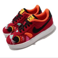 Nike Air Force 1 (Ps) Chinese New Year “Year Of The Tiger” Size 1y Playful Round Toe Sneakers For Streetwear, Nike Playful Low-top Sneakers, Playful Nike Low-top Sneakers, Playful Red High-top Sneakers, Playful Nike High-top Sneakers, Playful High-top Sneakers For Streetwear, Playful Red Sneakers With Round Toe, Nike Custom Sneakers, Shoes Nike Air Force