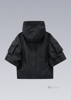 AIR BORNE Three-quarter Sleeves Jackets - Affordable Techwear - Black Techwear, Cyberpunk Techwear, Logo L, Leather Mask, Tactical Belt, Pocket Jacket, Detachable Hood, The Dream, Quarter Sleeve