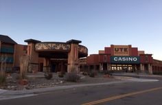 the outside of a casino building with a sign for utte on it's front