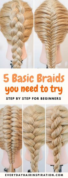 Basic Braids, Braids For Beginners, Cabello Afro Natural, Braiding Your Own Hair, Girl Hair Dos, Everyday Hair, Beautiful Braided Hair, Fishtail Braid, Peinados Fáciles Para Cabello Corto