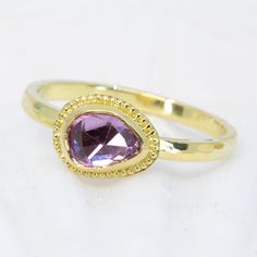 Pink Sapphire rose cut  Ring Gold Faceted Stackable Wedding Rings, Gold Amethyst Ring With Rose Cut Diamonds For Anniversary, Faceted Gold Amethyst Ring For Anniversary, Gold Teardrop Sapphire Gemstone Ring, Gold Sapphire Promise Ring With Faceted Detail, Heirloom Gold Amethyst Ring With Rose Cut Diamonds, Hand Forged Gold Sapphire Wedding Ring, Gold Teardrop Ring With Rose Cut Diamonds, Heirloom Gold Amethyst Ring With Bezel Setting