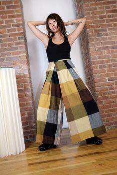 FRIDA PANTS | MARNI CHEX Spring Plaid Wide Leg Pants, Spring Plaid Wide-leg Pants, Plaid Wide-leg Pants For Spring, Handloom Fabric, Woven Wrap, Flare Leg Pants, Print Placement, Waist Pants, Sewing Clothes