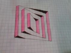 a drawing of a pink and black square