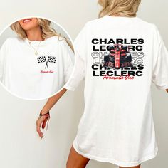 Charles Leclerc Shirt, Charles Leclerc, Charles Leclerc T-Shirt, Formula 1, Formula One, F1 T-shirt, F1 Merch, F1 Gifts, Formula One Shirt, F1 Racing Club Shirt, F1 Ferrari, Wellness Sweatshirt, Wellness Club Sweatshirt, Gymnastics Sweatshirt Preppy clothes, Preppy Stuff, Old Money Aesthetic, Wellness Shirt, Athleisure wear ♡ Product Details * Made with 100% Airlume cotton * Lightweight, breathable and easy to layer * Medium fabric  * Relaxed fit  * Sustainably made in California * Actual colour Casual White Tops For Motorsport Events, Formula 1 Ferrari, White Letter Print T-shirt For Motorsport Events, F1 Shirt Design, Charles Leclerc Tshirt Design, Formula 1 Merch, F1 Tshirt Ideas, F1 Shirt, Formula One Merch