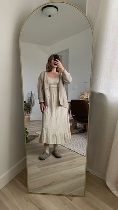 Cream monochromatic outfit, boston mules, cream cardigan Monochromatic Outfit, Boho Clothes, Cream Cardigan, Fantasy Closet, Dream Clothes, Boho Outfits, Fashion Inspo Outfits, Dream Closet, Boston