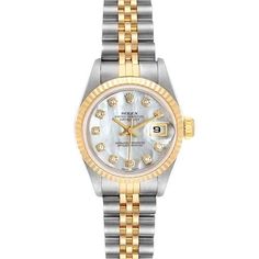 Photo of Rolex Datejust Steel Yellow Gold MOP Diamond Dial Ladies Watch 69173 Rolex Logo, Vintage Rolex, Cool Watches