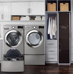 a washer and dryer in a laundry room