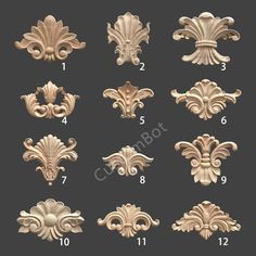 the different types of decorative molds for furniture and home decor, including florets