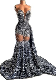 Glamorous Evening Dress With Long Train For Prom, Glamorous Mermaid Dress With Sweep Train For Pageant, Glamorous Long Train Evening Dress For Prom, Rhinestone Mermaid Dress For Prom, Pageant Evening Dress With Sweep Train, Crystal Embellished Evening Dress For Prom, Silver Evening Dress For Homecoming And Prom, Silver Evening Dress For Prom And Homecoming, Silver Evening Dress For Prom Season And Homecoming