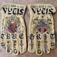 Dead Easy Bespoke Custom Leather Gloves | GPBox Jerry Tattoo, American Traditional Tattoo Ideas, Traditional Tattoo Ideas, Leather Work Gloves, Tattoo Time, Wallet Chains, Upcycle Clothes Diy, Sailor Jerry, Fiber Jewelry