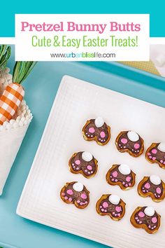 there is a plate that has some bunny cookies on it with marshmallows in the middle