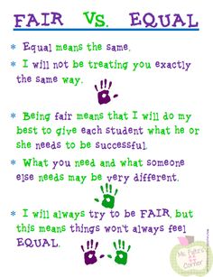 a handprinted poem with the words fair and equal