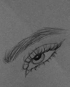 a drawing of an eye with long lashes