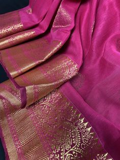 Pink Color Semi Linen blend with Cotton Silk Handloom Saree with Antique Zari Work | Linen Saree | Gift for Her | Kaash Collection - Kaash Collection Pink Sarees, Handloom Silk Saree, Zari Work, Blouse Material, Pink Saree, Handloom Saree, Indian Sarees, Blouse Piece, Cotton Silk