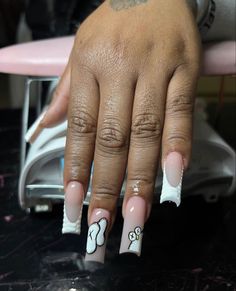 Disney Acrylic Nails, Long Acrylic Nail Designs, Colored Acrylic Nails, White Acrylic Nails, French Tip Acrylic Nails, Classy Acrylic Nails, Exotic Nails