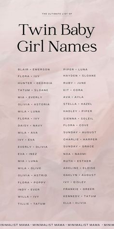 the twin baby girl names poster