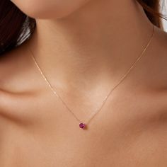 14K SOLID YELLOW GOLD BEZEL 0.30 CARAT RUBY SOLITAIRE NECKLACE Here is a dainty, delicate and simple, yet classy minimalist Bezel lab created Ruby Solitaire Necklace. This is 14k Solid Gold. (We do not sell filled or plated jewelry) Perfect for everyday use. Metal : 14K Solid Gold Necklace Length : 16 inches / 41.5cm Pendant Height : 3.65mm Pendant Width : 3.65mm Total Carat: 0.30ct ---MADE IN USA--- ---Absolutely stunning. Comes in a gift box. ---Shipping Policy---- Item will be shipped within 14k Gold Necklace With Round Birthstone, Yellow Gold Birthstone Necklace With Round Stone, Fine Jewelry Solitaire Necklace With Round Gemstone, Yellow Gold Round Solitaire Necklace With Gemstone, Yellow Gold Solitaire Gemstone Necklace, 14k Gold Faceted Round Necklace, 14k Gold Round Faceted Necklace, Round Faceted 14k Gold Necklaces, Faceted 14k Gold Round Necklace