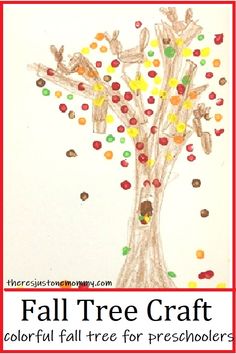 the fall tree craft for preschoolers is made with colored paper and crayons