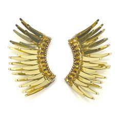 Gold Ear Cuff For Pierced Ears For Party, Gold Pierced Ear Cuff For Party, Gold Wing-shaped Earrings For Party, Gold Wing-shaped Party Earrings, Wing-shaped Earrings For Party, Wing-shaped Metal Jewelry For Parties, Angel Wings Winged Jewelry For Party, Angel Wings Jewelry For Party, Dove Wings