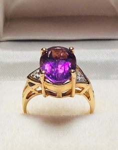 Beautiful Vintage 14k Yellow Gold Natural Amethyst Diamond Ring 100% Natural Amethyst Beautiful genuine Amethyst Amethyst 4.60CT Diamond(s) 0.06CT Color: G ]Clarity: SI1 Total ring weight: 4.6GR 14K Yellow Gold Ring sizing available Free of Charge For more information regarding this item feel free to reach me so I can accommodate your needs. Thank you Purple Gemstone Diamond Ring In 14k Gold, Purple Diamond Ring In 14k Gold, Formal Purple Diamond Ring With Gemstone Accents, Purple Ring With Gemstone Accents For Formal Occasions, Heirloom Purple Amethyst Ring For Formal Occasions, Luxury Purple Amethyst Ring, Gold Amethyst Diamond Ring In Fine Jewelry Style, Gold Amethyst Ring With Diamond Accents, 14k Gold Purple Ring With Diamond Accents