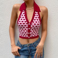 Summer Knitwear, Girly Clothes, Summer Knit Tops, 90s Fashion Men, Irregular Patterns, Stitch Clothes, Summer Crop Tops, Pink Crop Top, Womens Cami