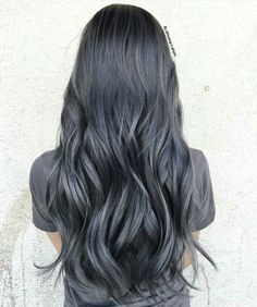 Dark Grey Hair Color, Hair Color Grey Silver, Brown Ombre Hair Color, Hair Dyed, Balayage Hair Dark