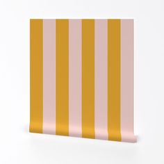 a pink and yellow striped wallpaper on a white background