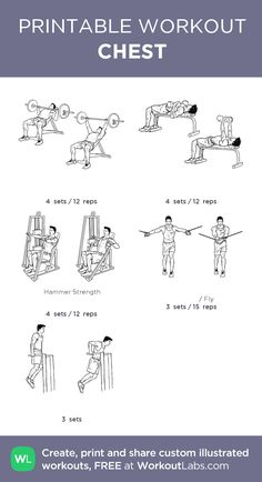 the printable workout chest is shown with instructions