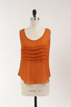 Longhorn Fashions - Burnt Orange Pleated Tank, $28.00 (http://www.longhornfashions.com/burnt-orange-pleated-tank/) Fall Fun, Peplum Top, Sleeveless Top, My Style, Orange, Women's Top