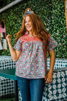 Layerz Floral embroidered floral top – Violet Skye Boutique Coral Embroidery, Small Floral Pattern, Jeans And Wedges, Small Floral Print, Delicate Embroidery, Floral Embroidered Top, The Ivy, Dyed Dress, Spring Tops