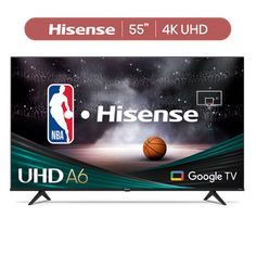 hisense 55 inch 4k uhd smart tv with google logo on the screen