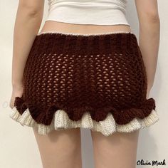 Olivia Mark - Flounced Hem Bodycon Skirt with Ribbon Tie and Bow Detail Knit Ruffles, Crochet Mini Skirt, Short Wrap Skirt, Patchwork Crop Top, Harajuku Women, Bow Skirt, Tennis Skirts, Vintage Crop Tops, Pop Style