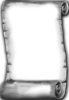 an old scrolled paper with scrolls on the edges is shown in black and white